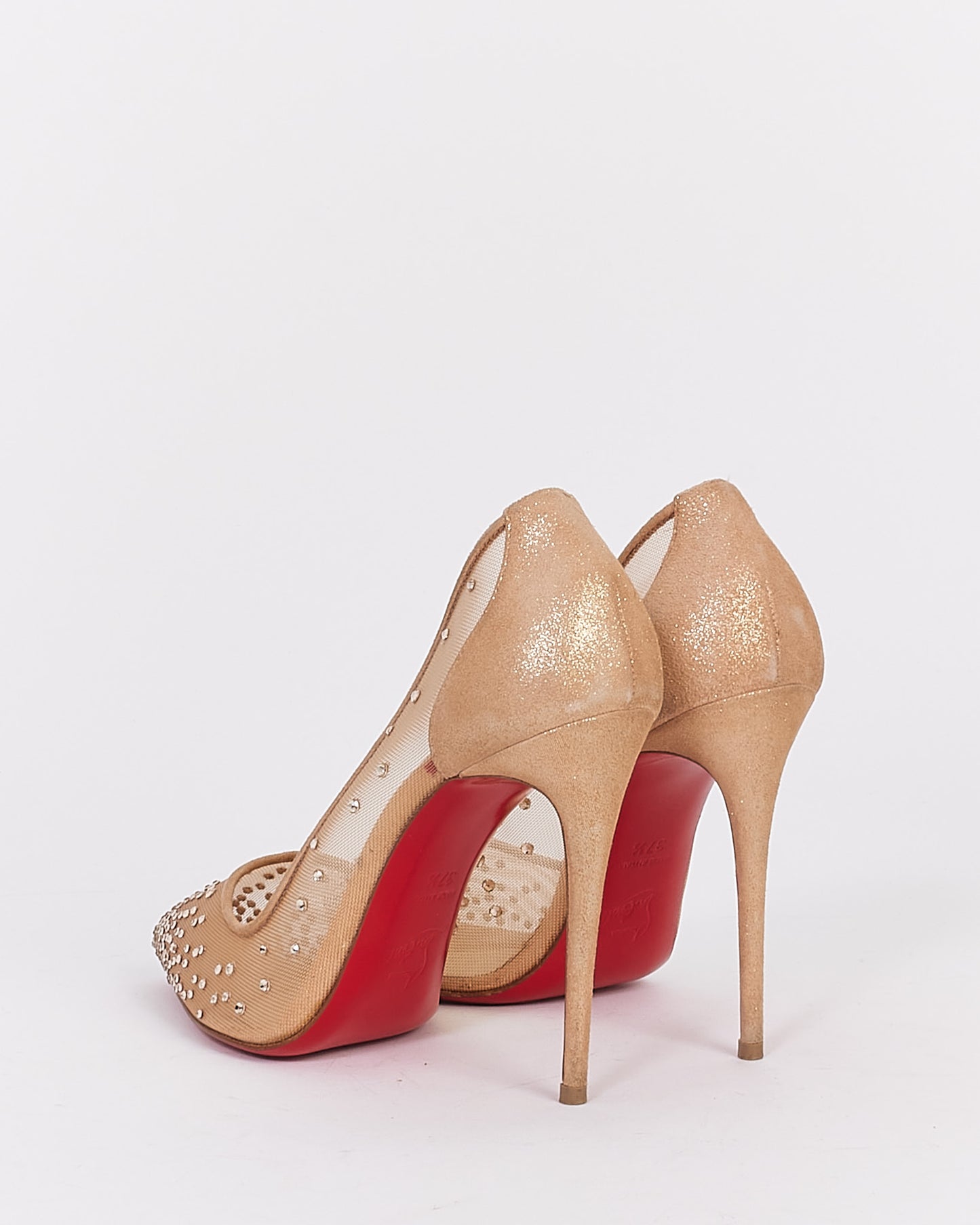 Christian Louboutin Beige Follies Strass 100mm Printed Pumps - 37.5