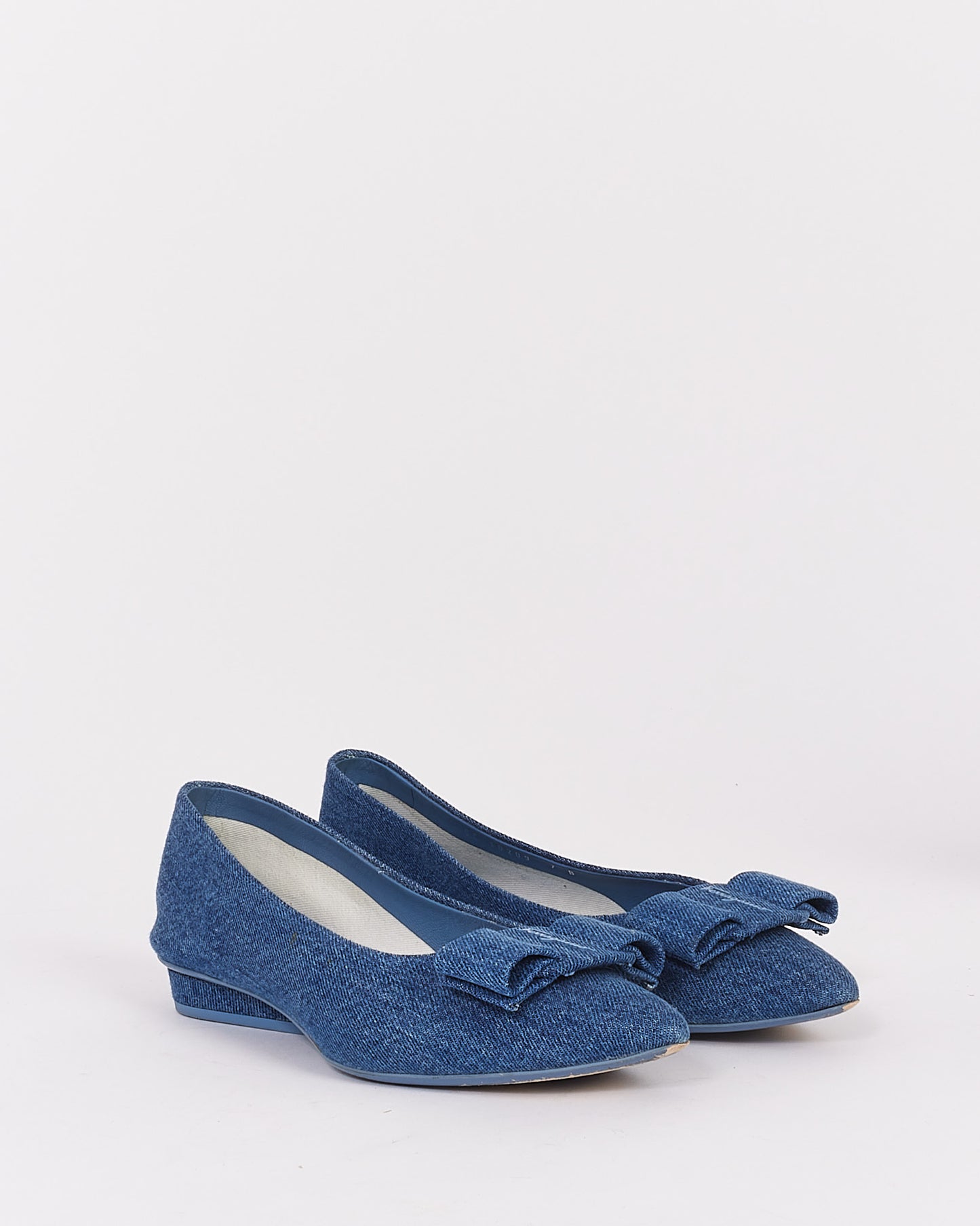 Salvatore Ferragamo Blue Denim Vara Bowl Ballet Flats - 37