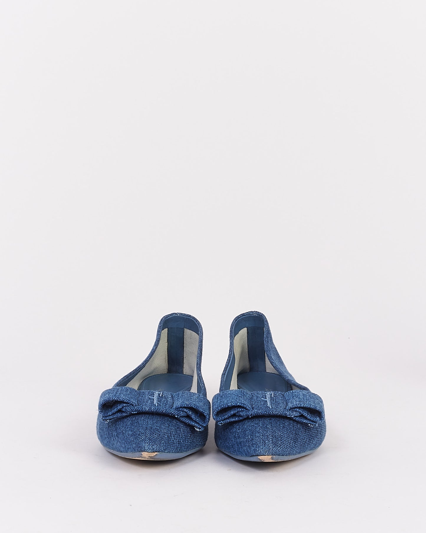 Salvatore Ferragamo Blue Denim Vara Bowl Ballet Flats - 37