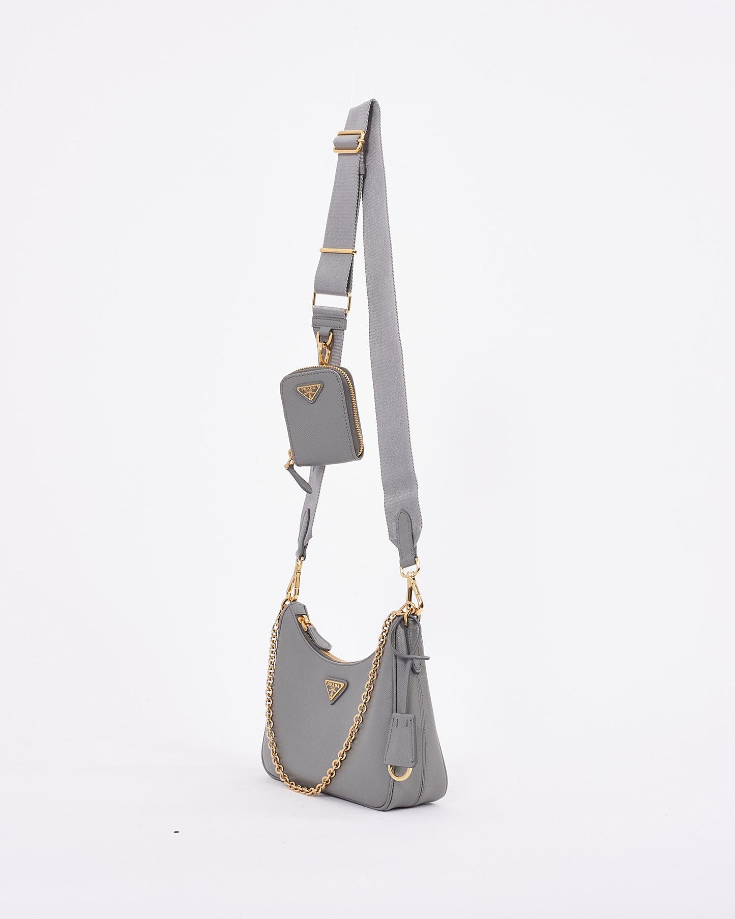 Prada Grey Leather Saffiano Lux Re-Edition 2005 Bag