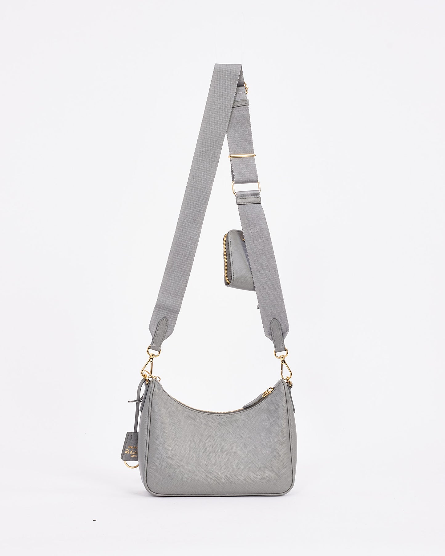 Prada Grey Leather Saffiano Lux Re-Edition 2005 Bag