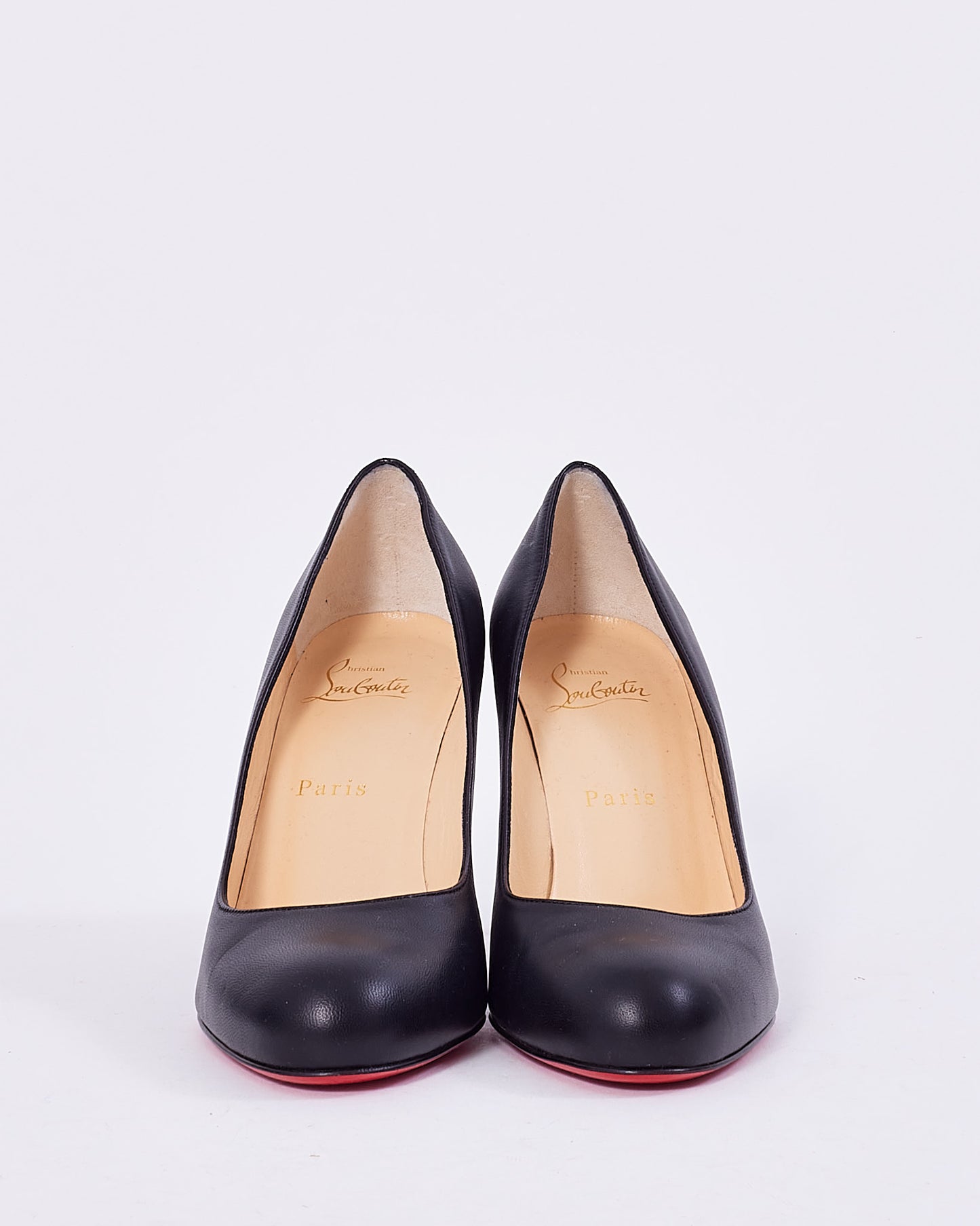 Christian Louboutin Black Leather Round Toe Pump - 37