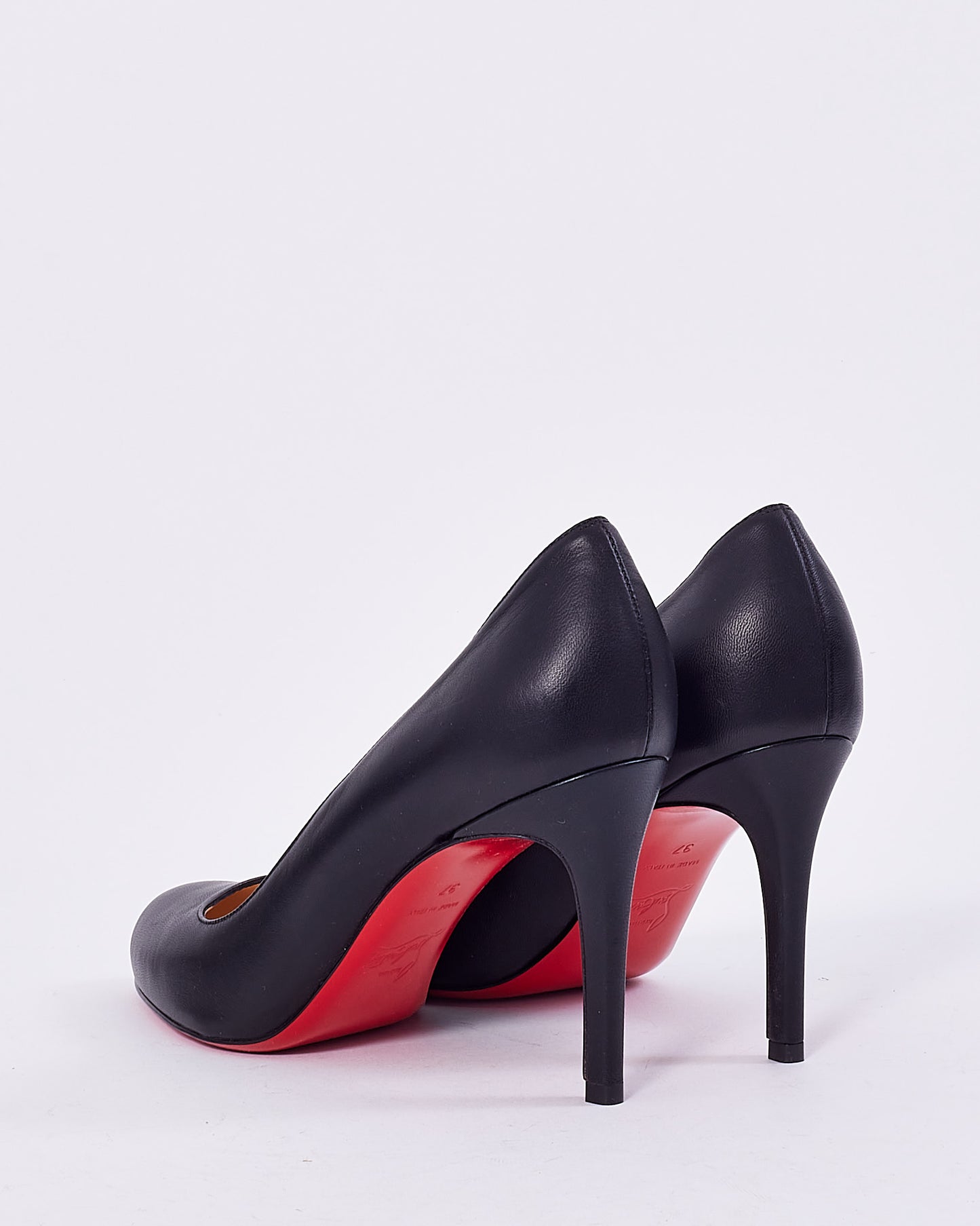 Christian Louboutin Black Leather Round Toe Pump - 37