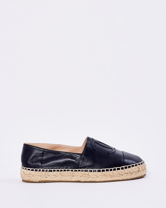 Chanel Black Leather Espadrille Shoes - 36