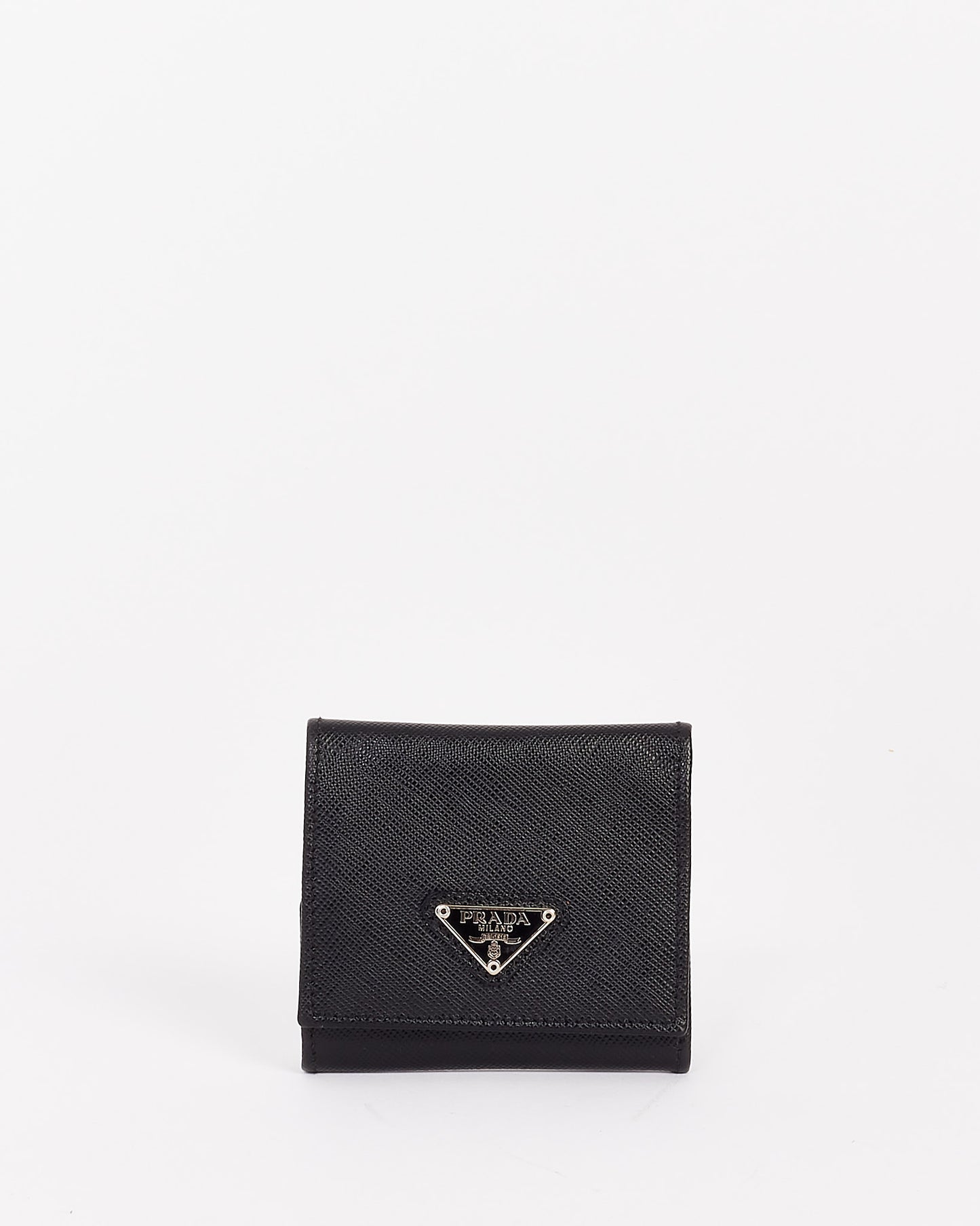 Prada Black Saffiano Leather Fold Coin Pouch