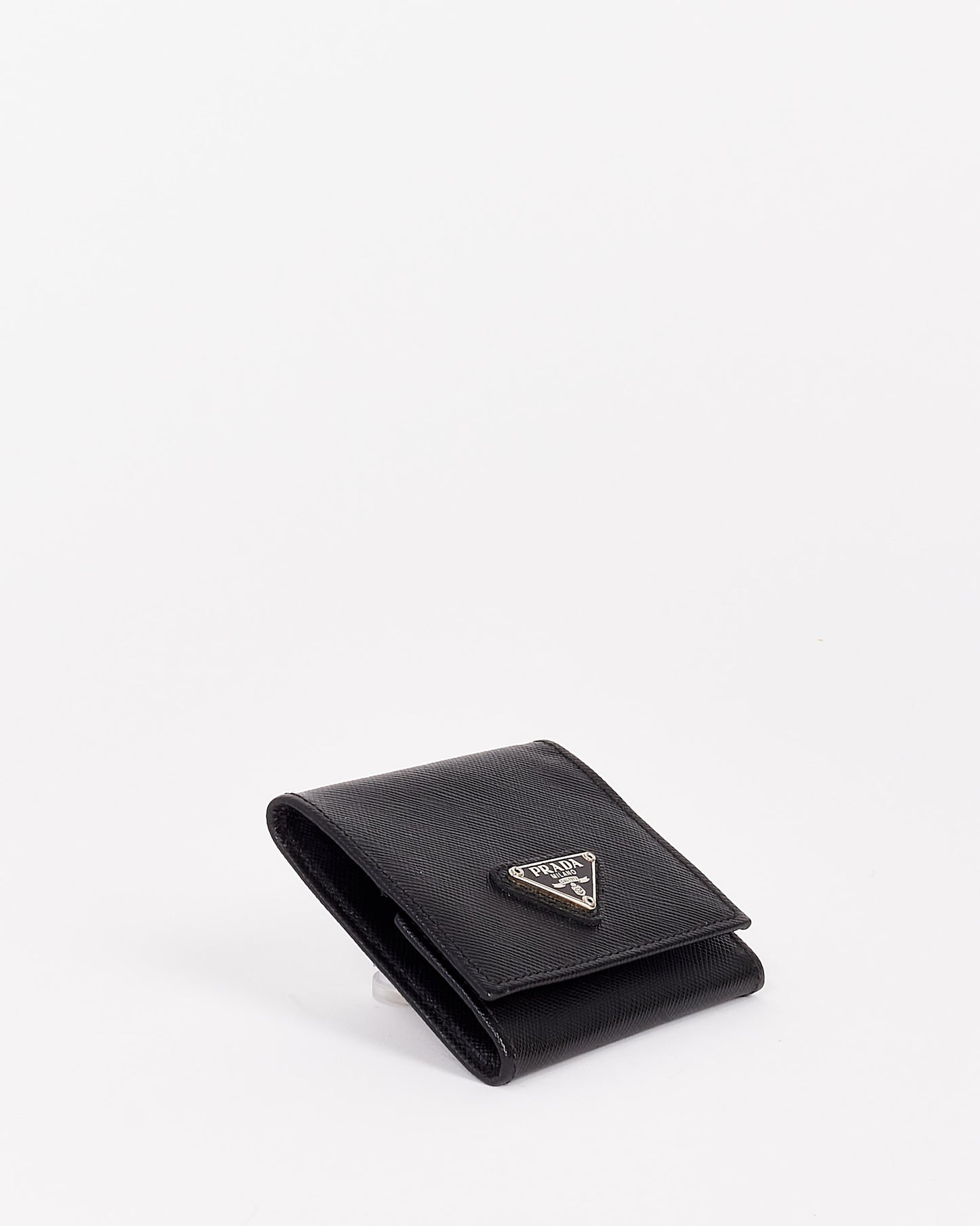 Prada Black Saffiano Leather Fold Coin Pouch