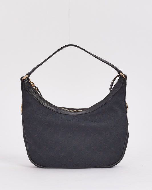 Gucci Black Monogram GG Canvas Small Hobo Bag