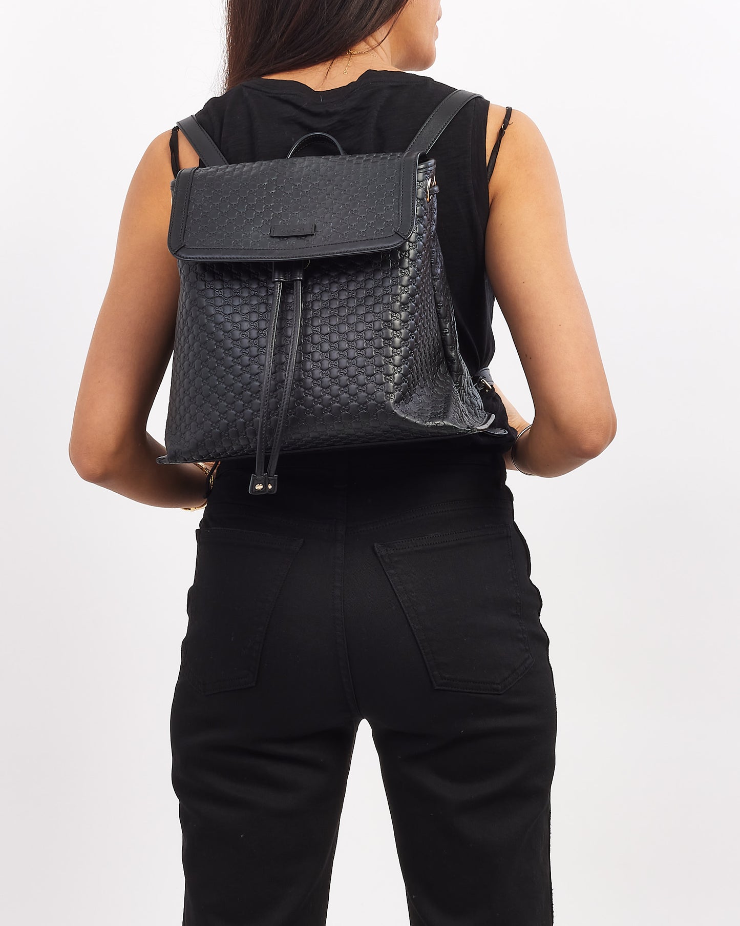 Gucci Black Leather Guccissima Backpack