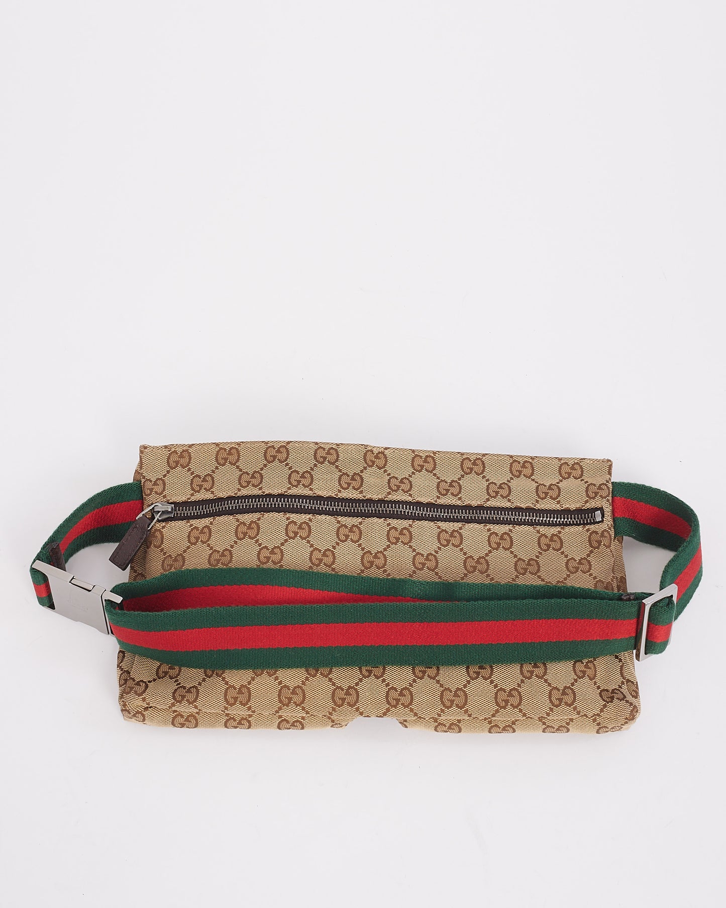 Gucci GG Monogram Canvas Double Pocket Web Belt Bag