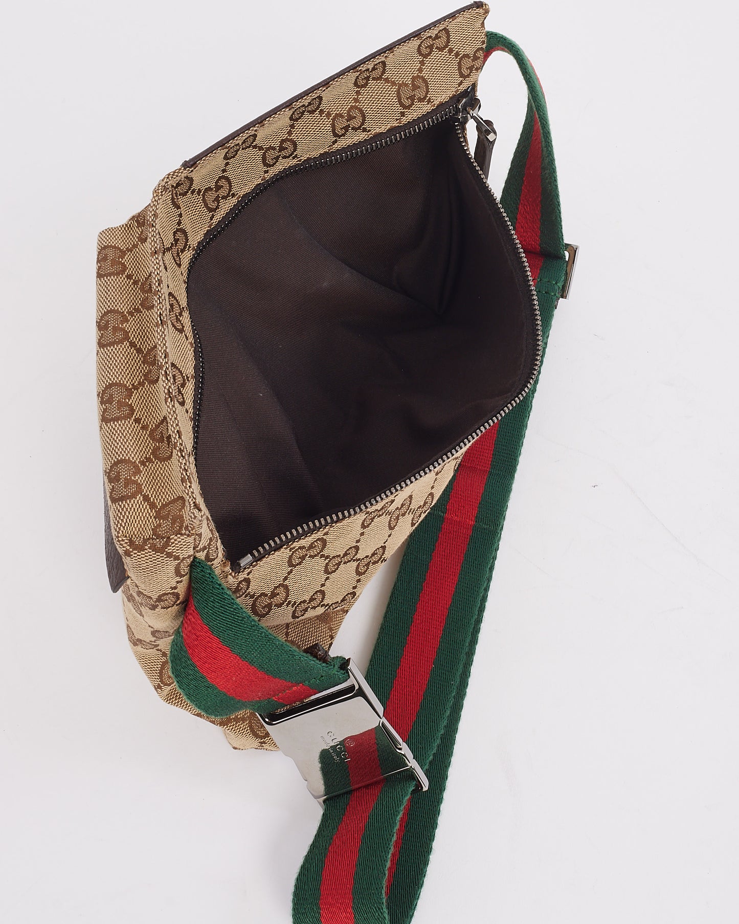 Gucci GG Monogram Canvas Double Pocket Web Belt Bag