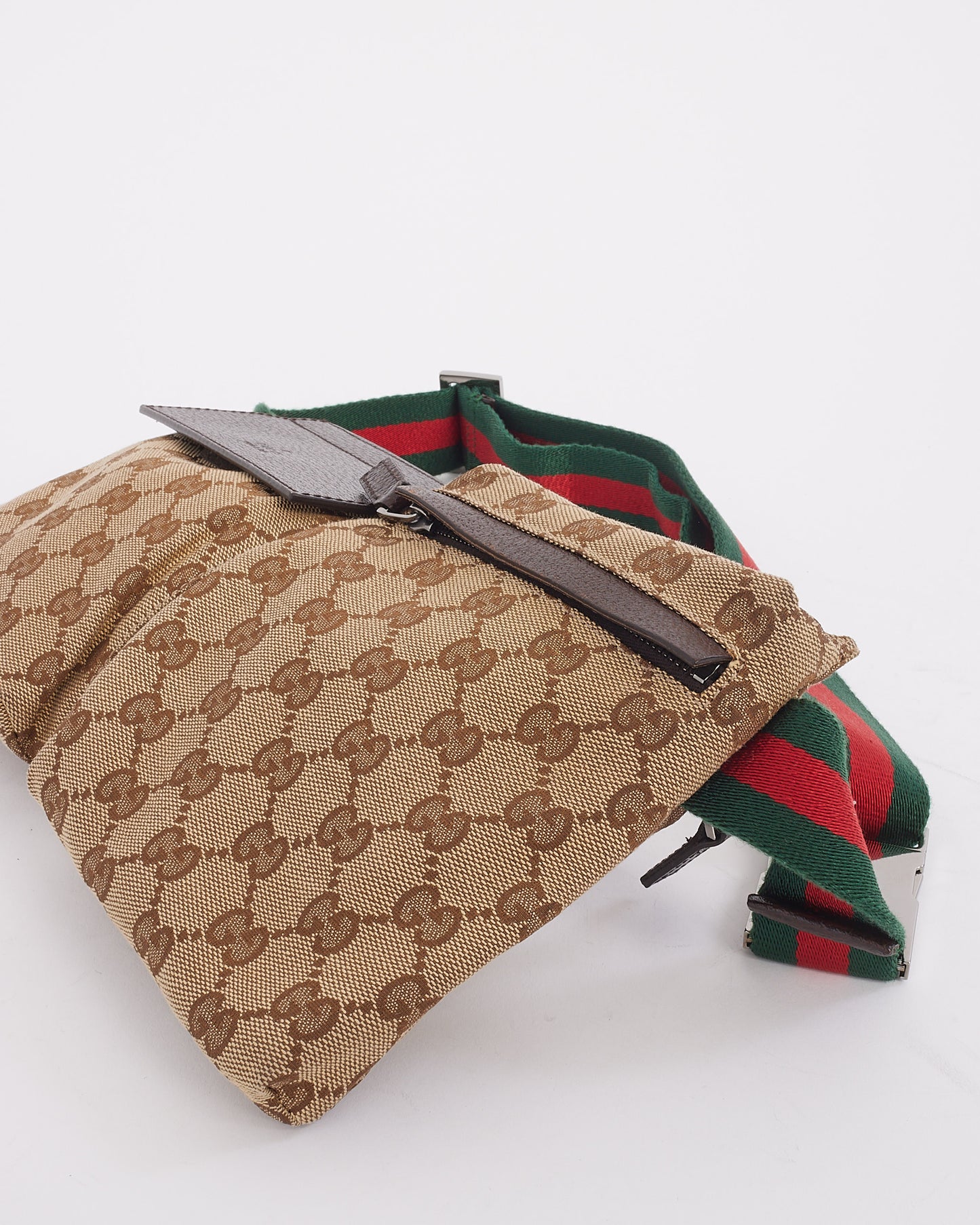 Gucci GG Monogram Canvas Double Pocket Web Belt Bag