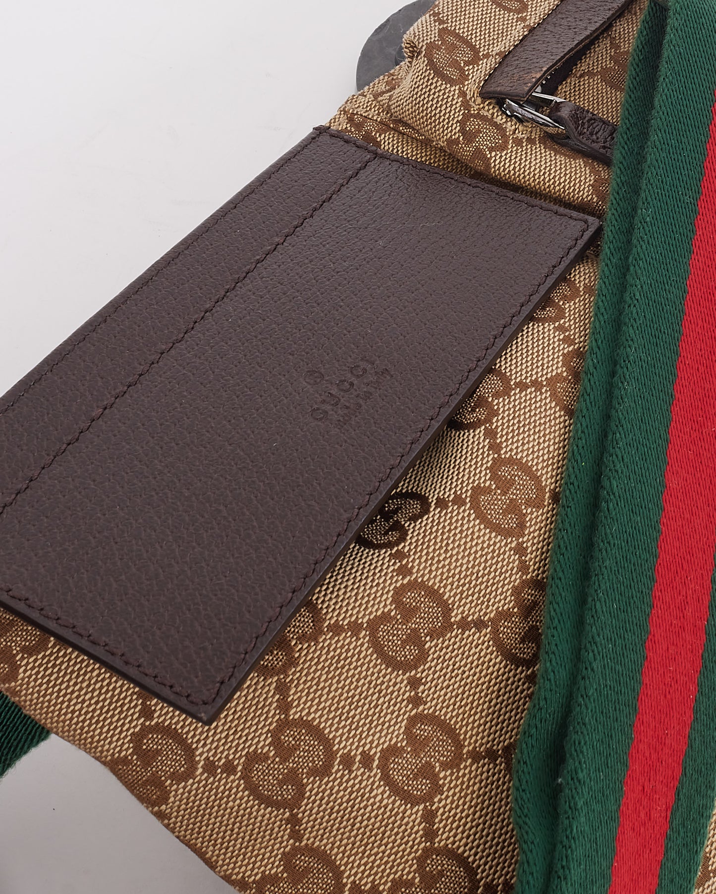 Gucci GG Monogram Canvas Double Pocket Web Belt Bag