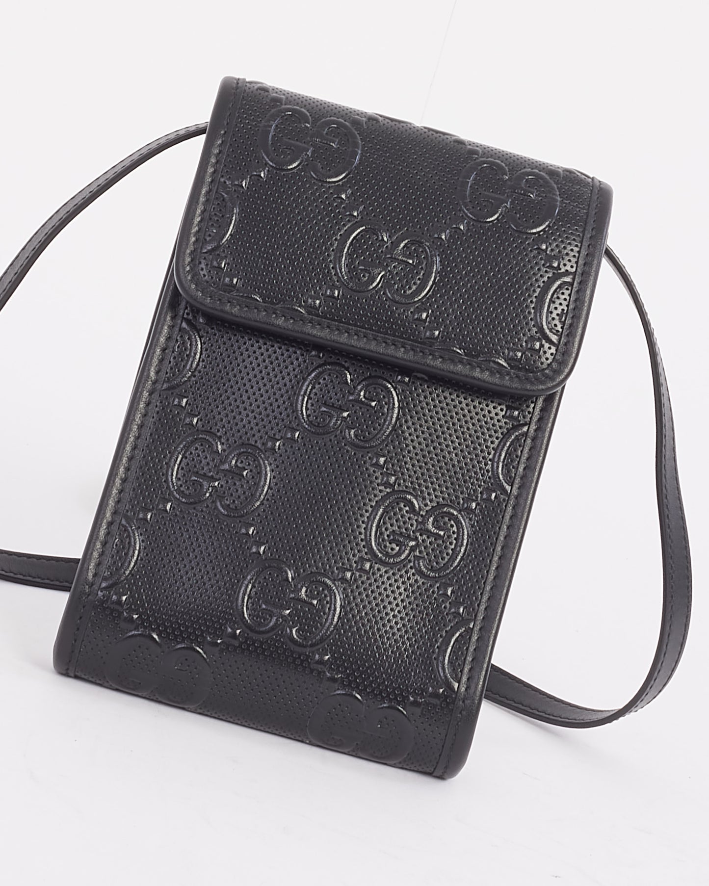 Gucci Black GG Embossed Leather Mini Crossbody Bag