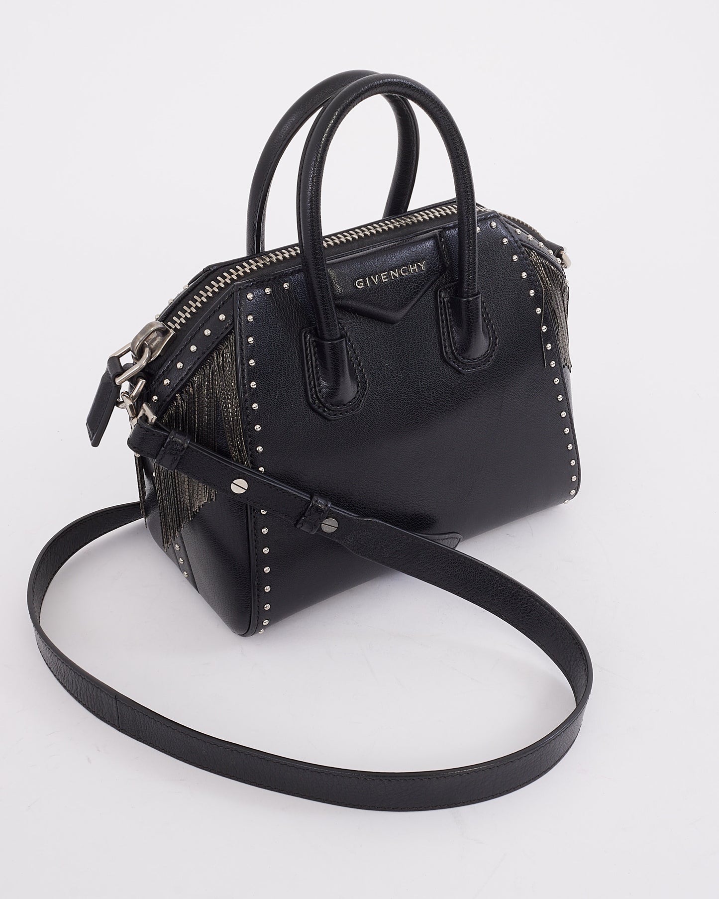 Givenchy Black Leather Mini Pandora with Fringe & Stud Bag