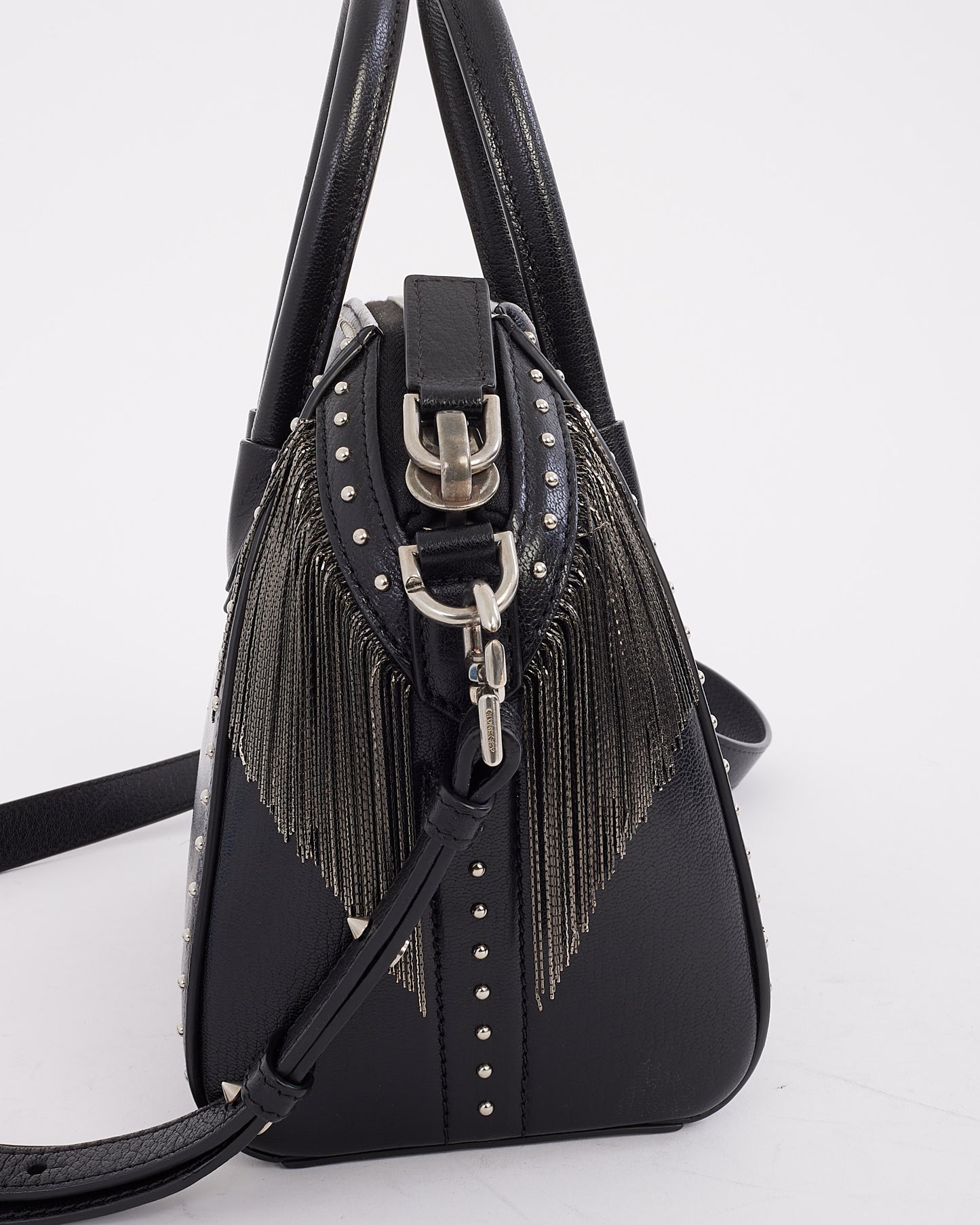 Givenchy Black Leather Mini Pandora with Fringe & Stud Bag