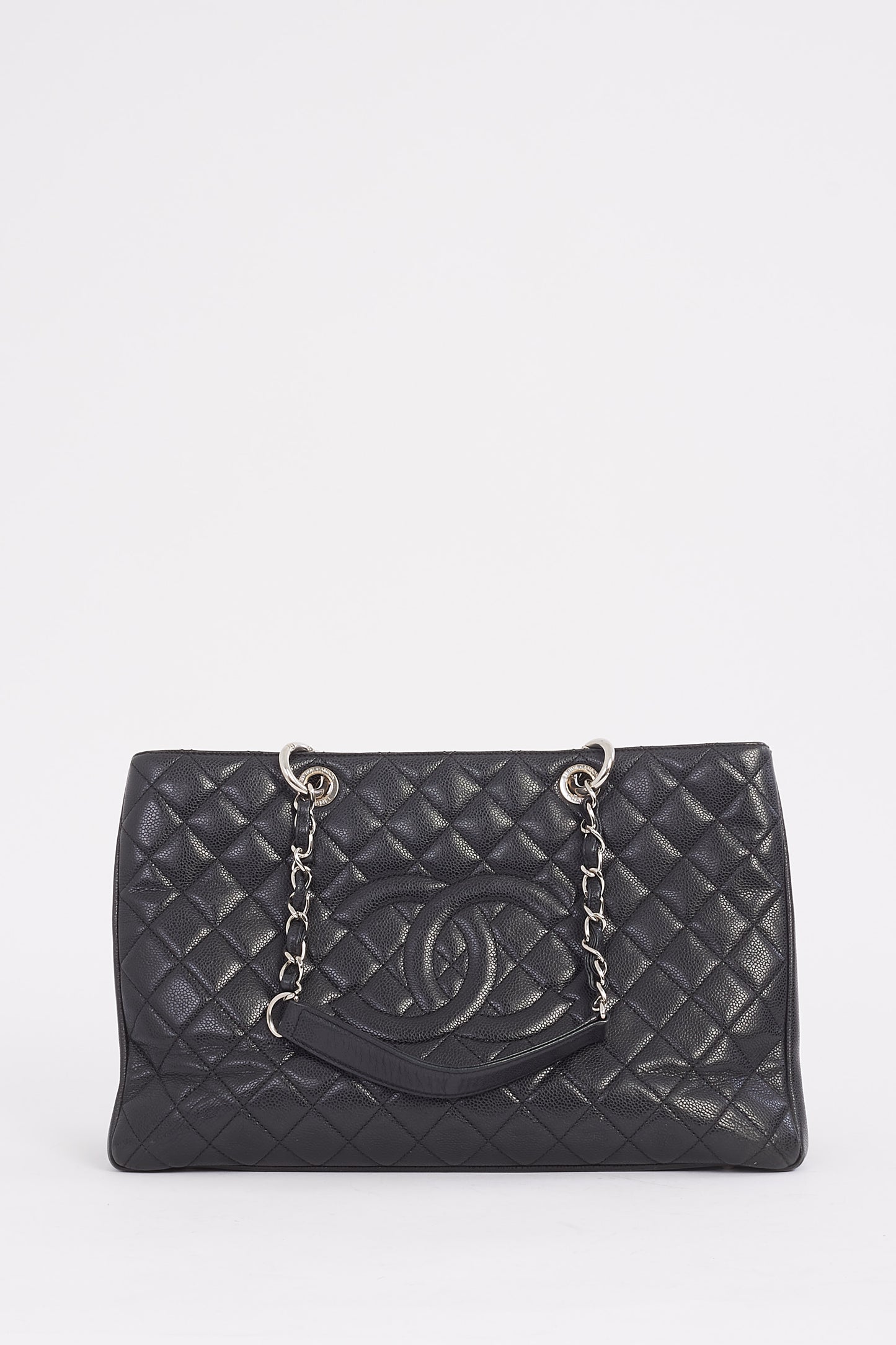 Chanel Black Caviar with Silver Hardware XL Grand Shopping Tote Bag