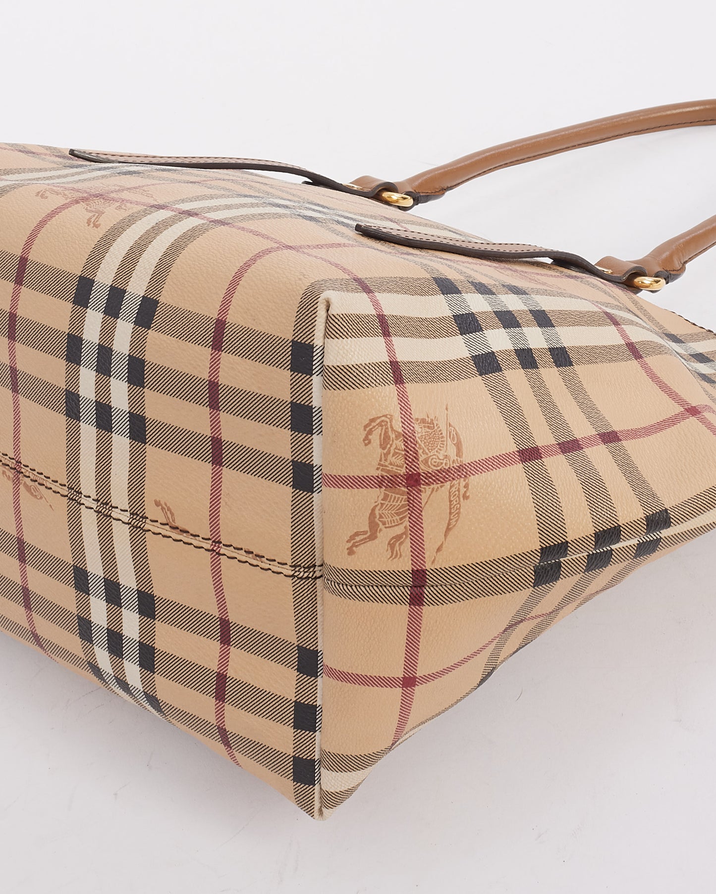 Burberry Beige Haymarket Check Salisbury Zip Tote Bag