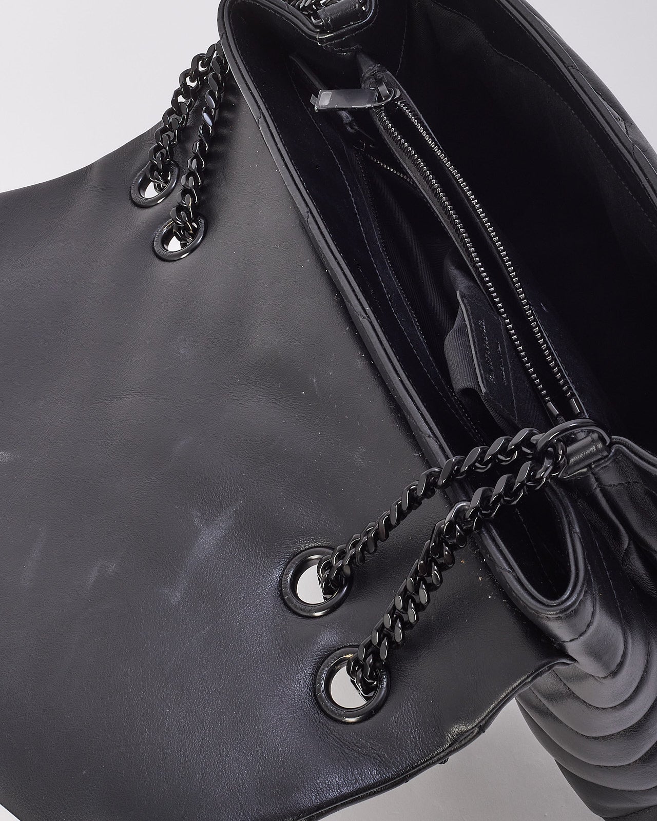 Saint Laurent Black Quilted Y Leather Lou Lou Medium Chain Bag