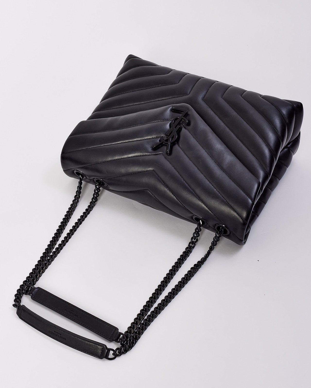 Saint Laurent Black Quilted Y Leather Lou Lou Medium Chain Bag