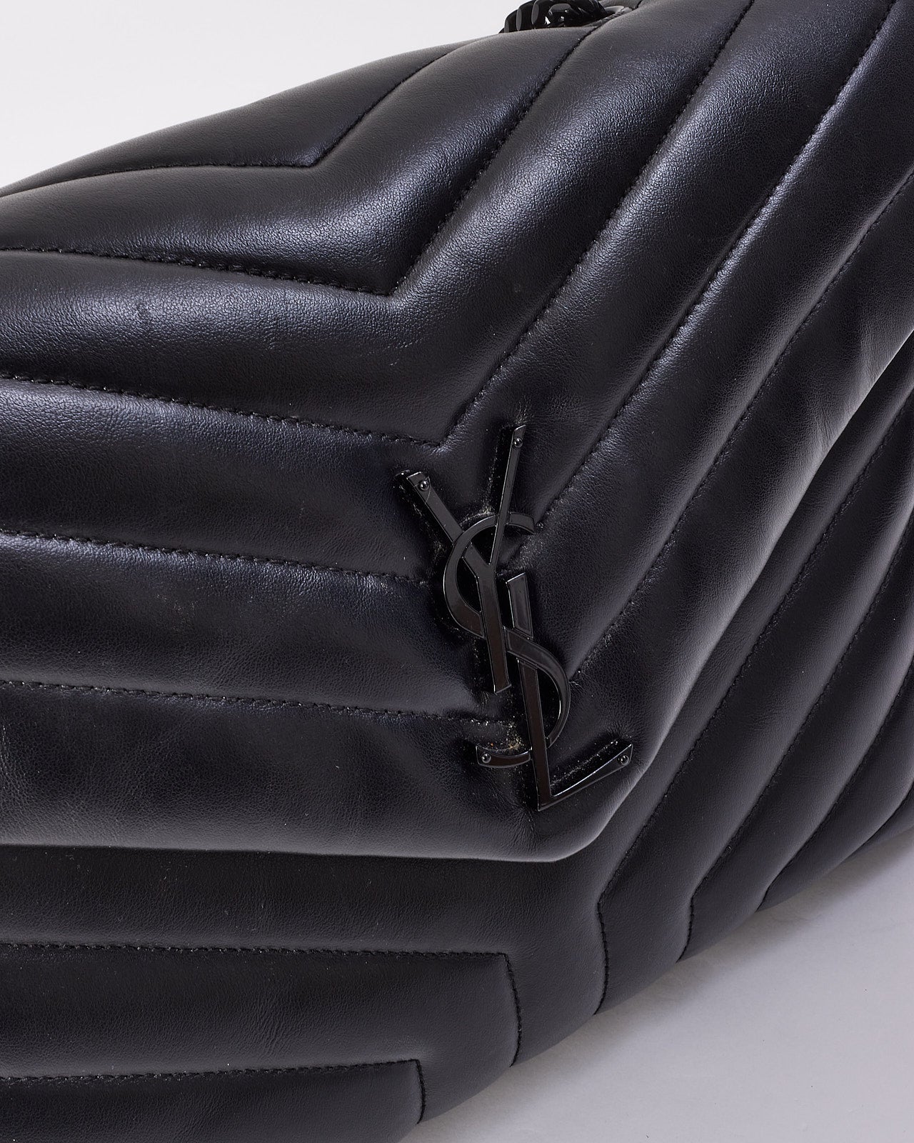 Saint Laurent Black Quilted Y Leather Lou Lou Medium Chain Bag