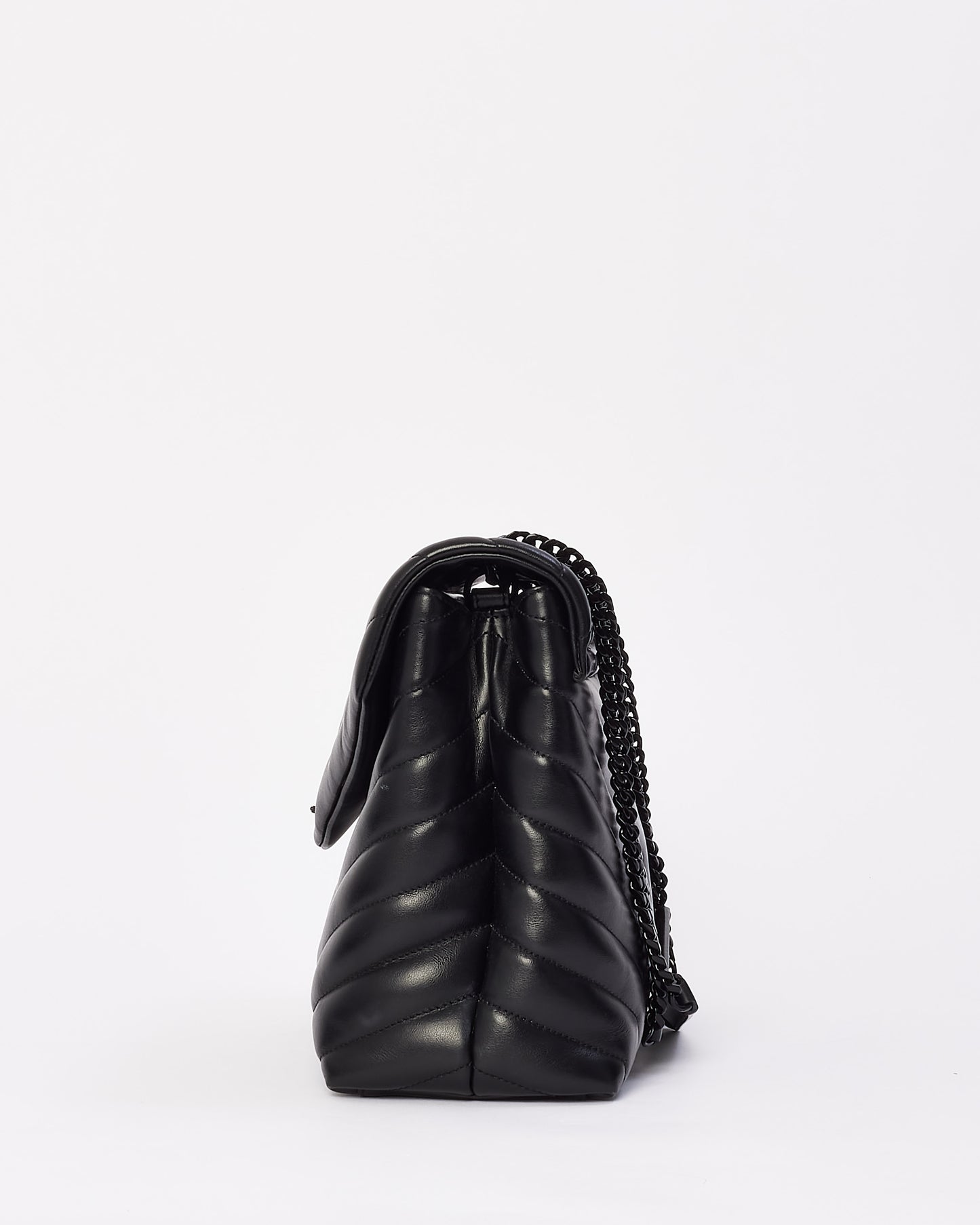 Saint Laurent Black Quilted Y Leather Lou Lou Medium Chain Bag