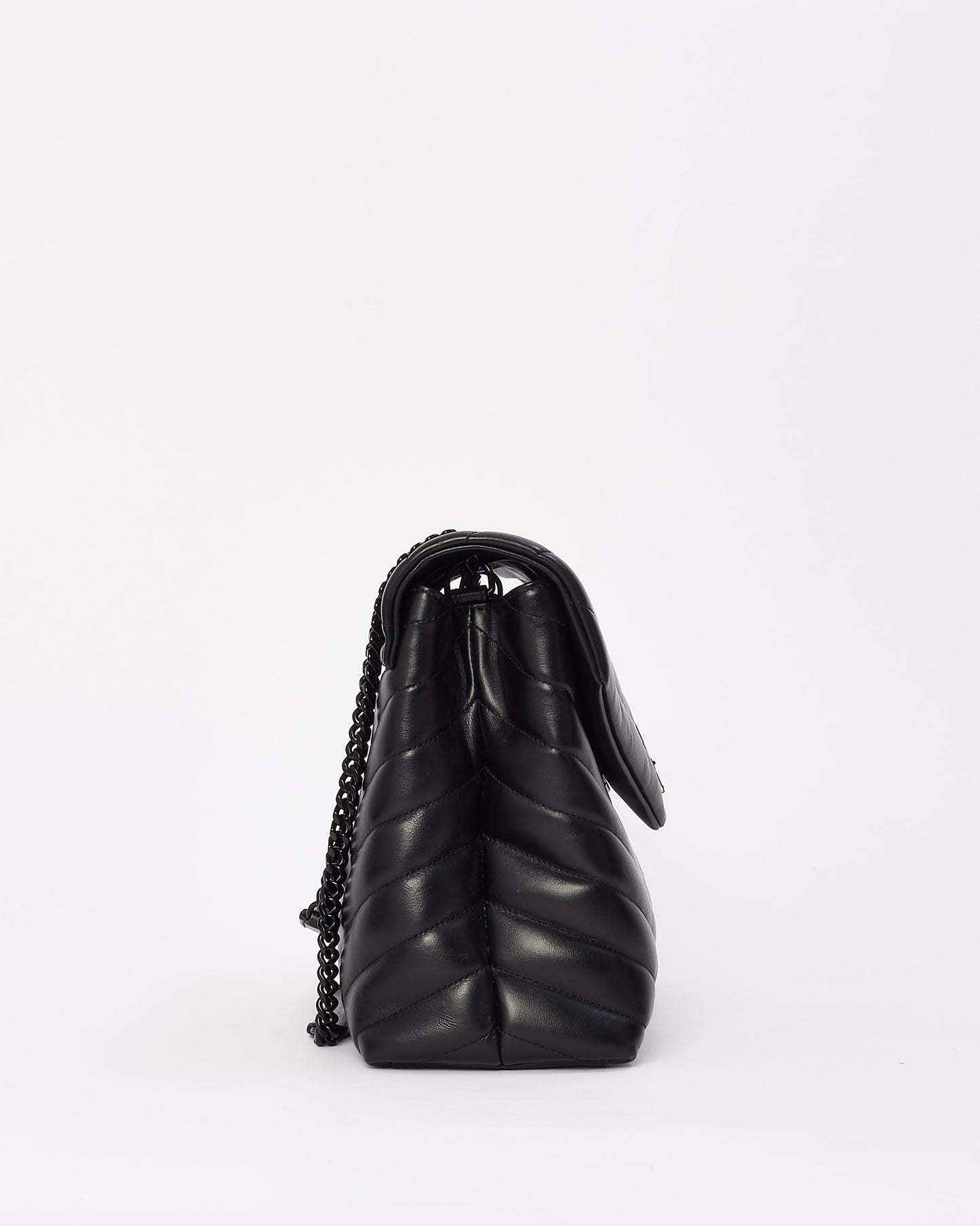 Saint Laurent Black Quilted Y Leather Lou Lou Medium Chain Bag