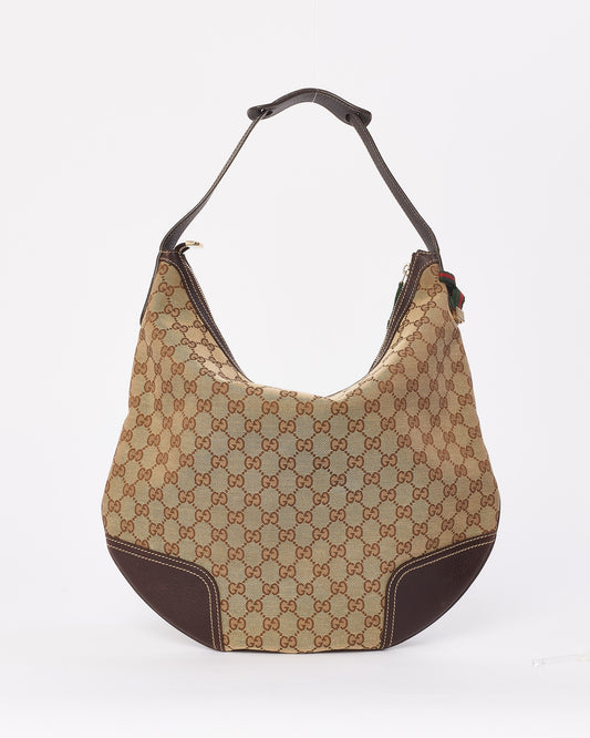 Gucci Brown Canvas Princy GG Hobo Bag