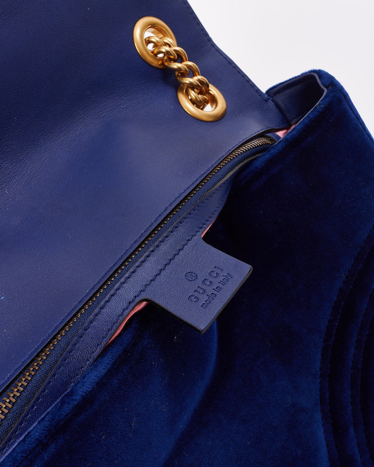 Gucci Blue Velvet GG Marmont Medium Matelassé Shoulder Bag