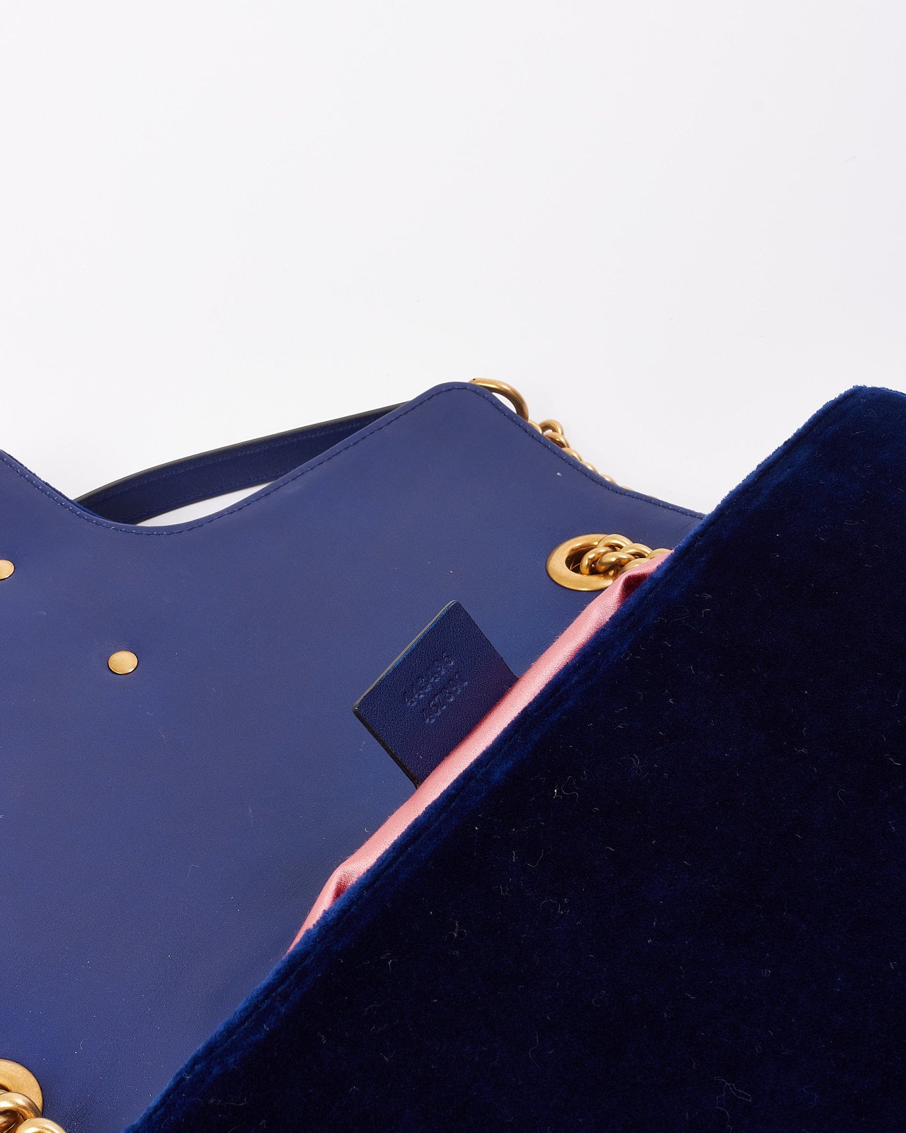 Gucci Blue Velvet GG Marmont Medium Matelassé Shoulder Bag