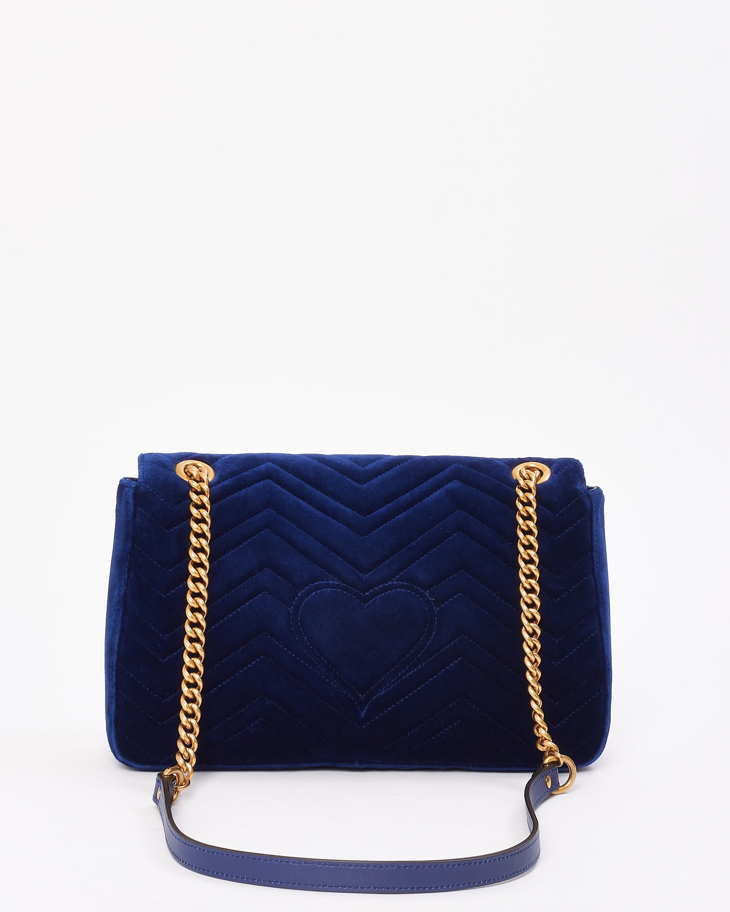 Gucci Blue Velvet GG Marmont Medium Matelassé Shoulder Bag