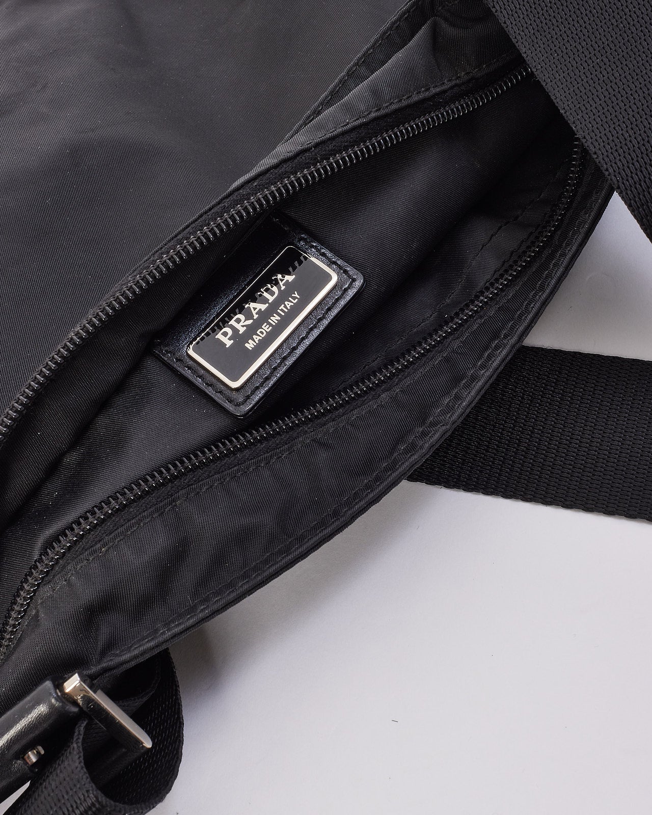 Prada Black Nylon Tessuto Flat Messenger Bag