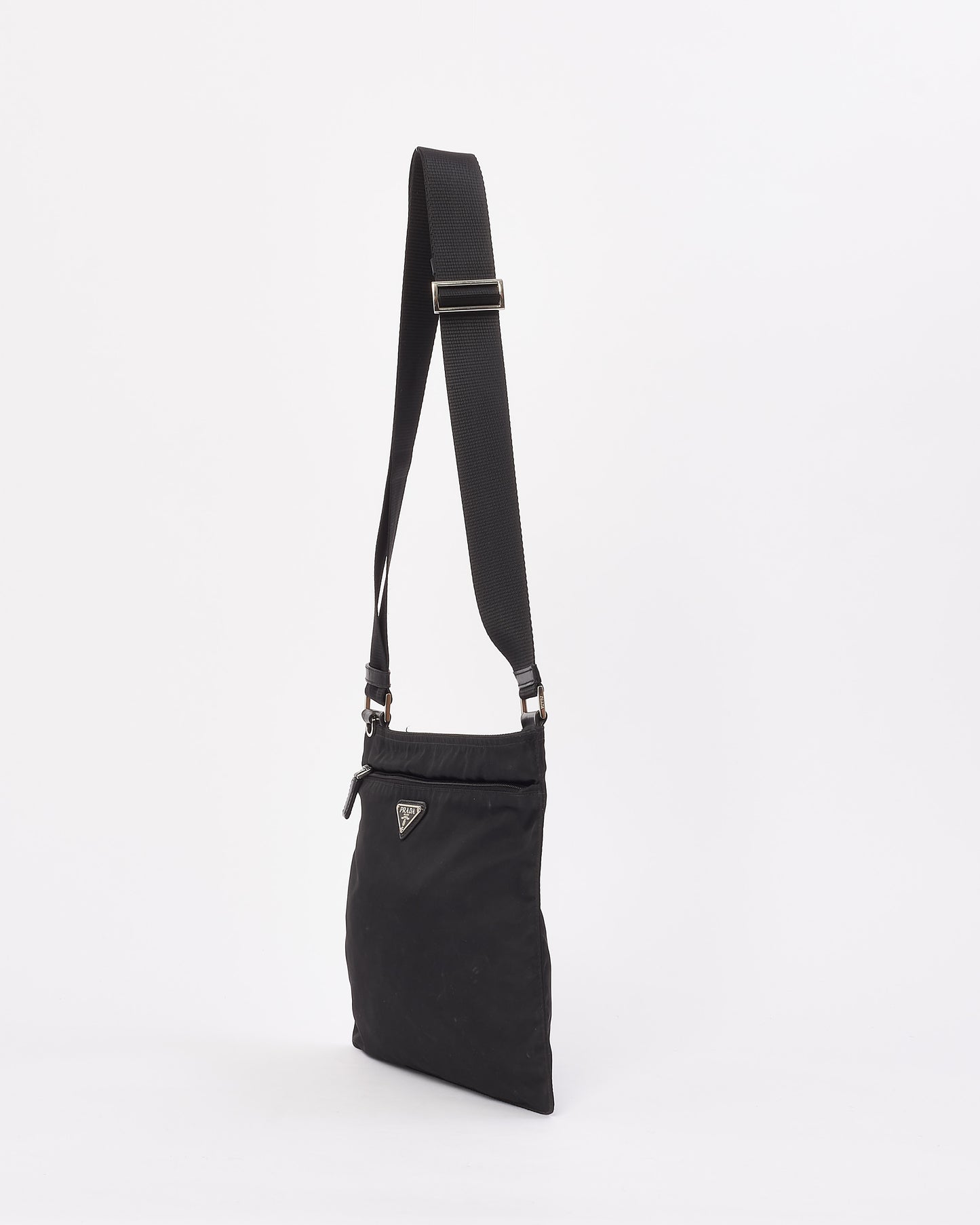 Prada Black Nylon Tessuto Flat Messenger Bag