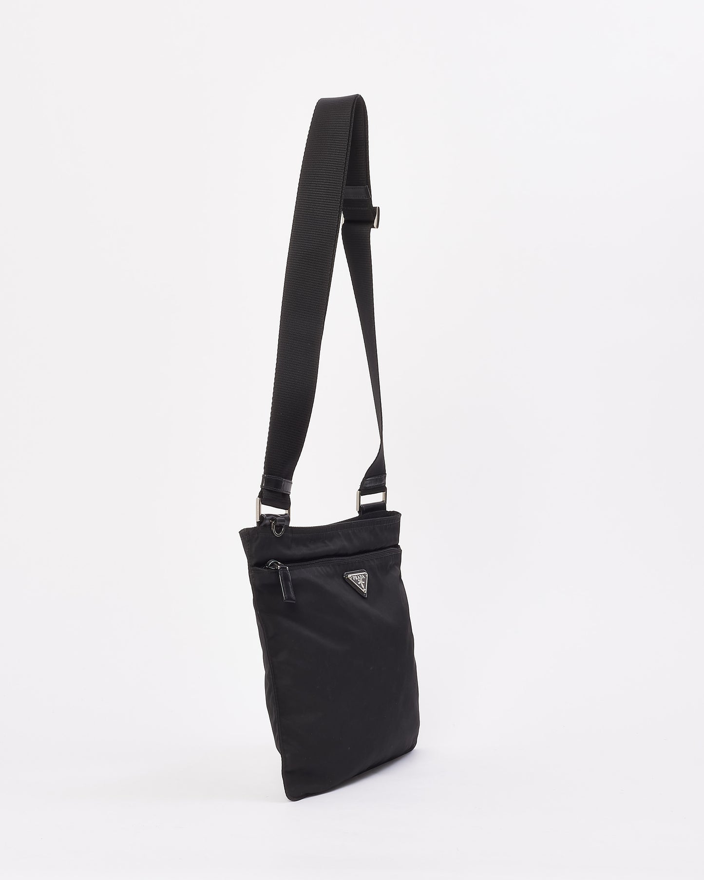 Prada Black Nylon Tessuto Flat Messenger Bag