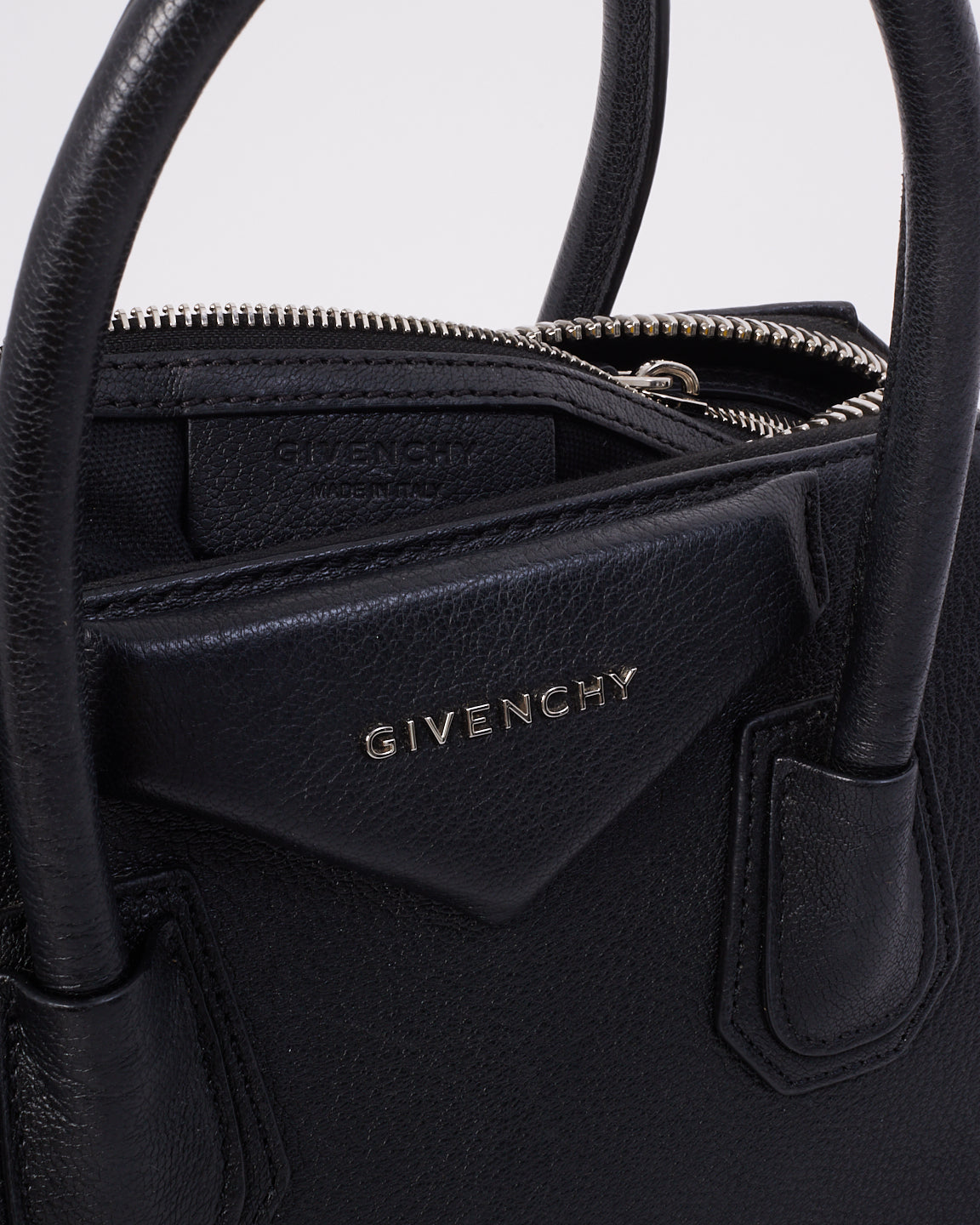 Givenchy Black Leather Antigona Small Tote Bag with Strap