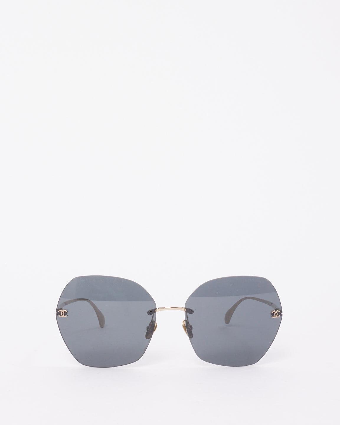 Chanel Gold/Black 4271-T Square Titanium Sunglasses