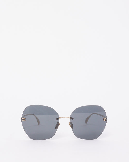 Chanel Gold/Black 4271-T Square Titanium Sunglasses