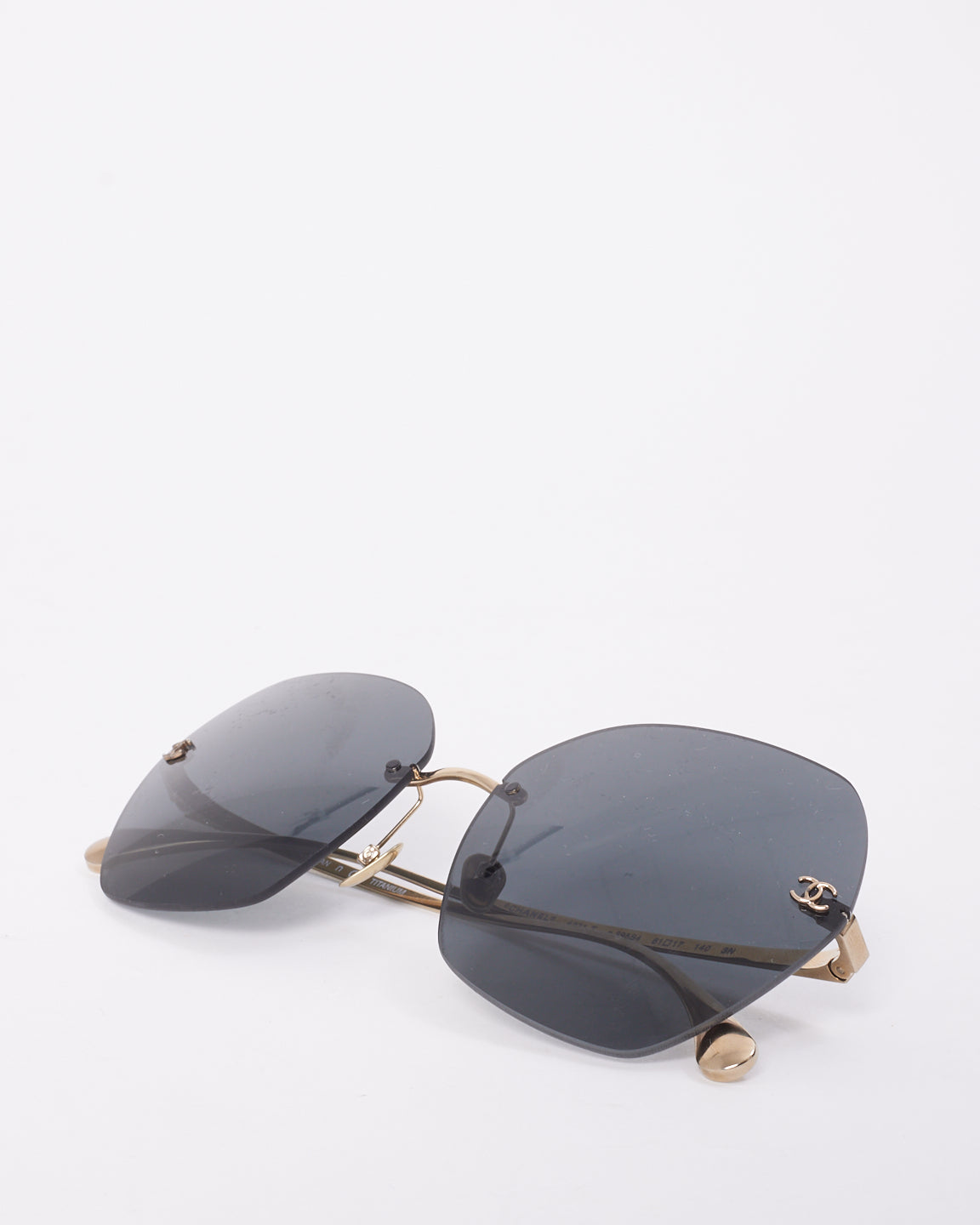 Chanel Gold/Black 4271-T Square Titanium Sunglasses