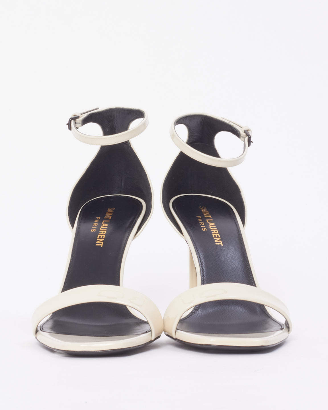 Saint Laurent White Patent Leather Amber Sandals - 38