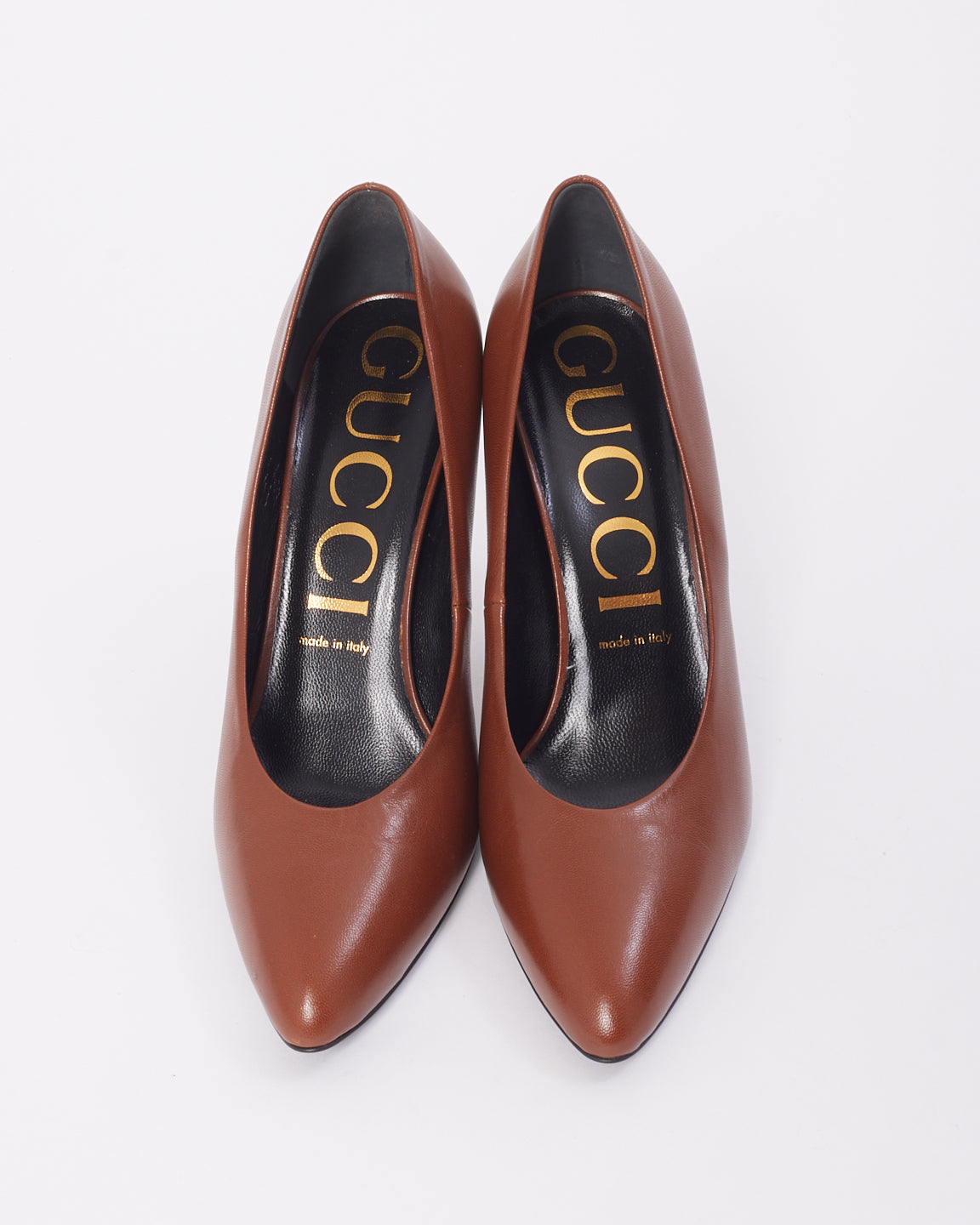 Gucci Brown Leather Point Toe Pumps - 40