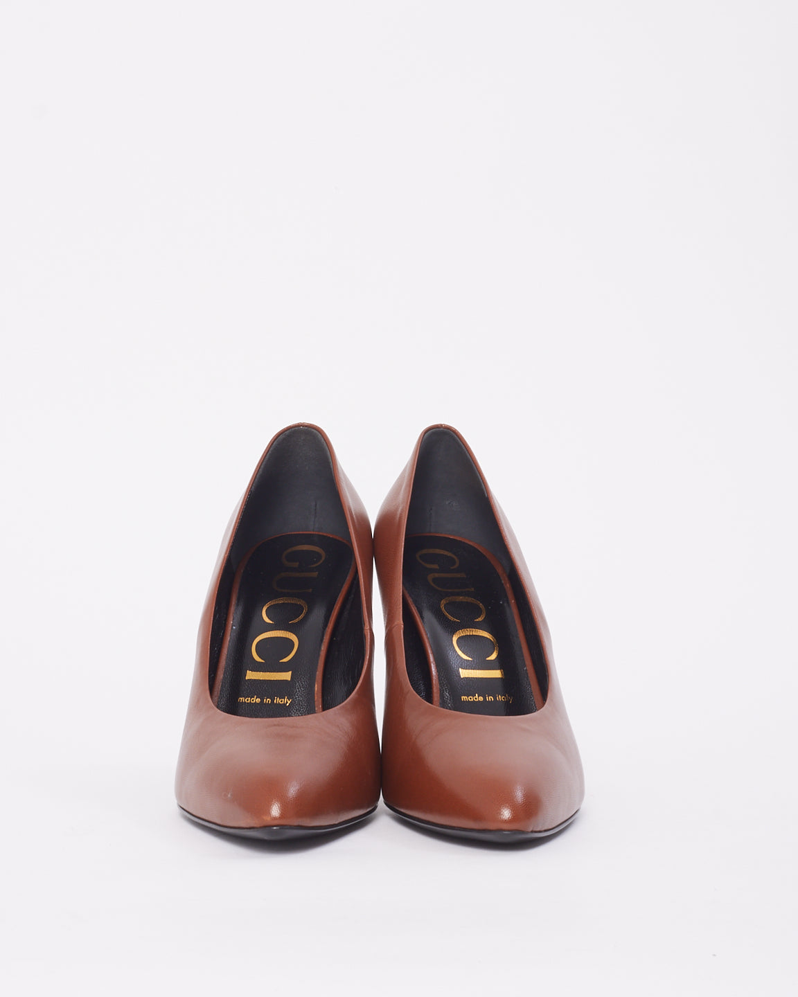 Gucci Brown Leather Point Toe Pumps - 40