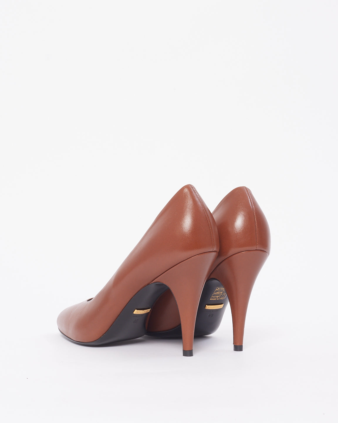 Gucci Brown Leather Point Toe Pumps - 40