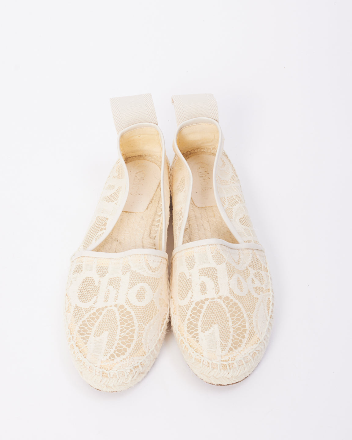 Chloé White Lace Woody Espadrille Shoes - 37