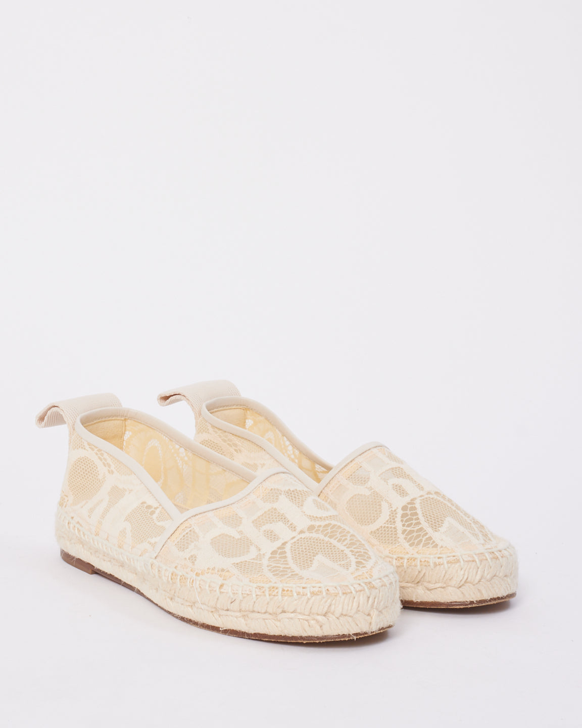 Chloé White Lace Woody Espadrille Shoes - 37