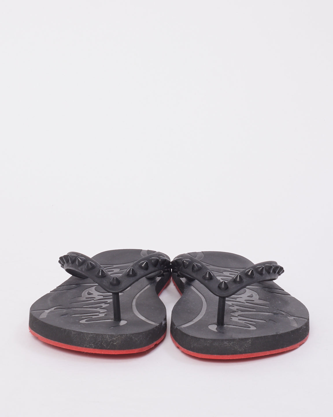 Christian Louboutin Black Rubber Donna Studded Flip Flop - 38