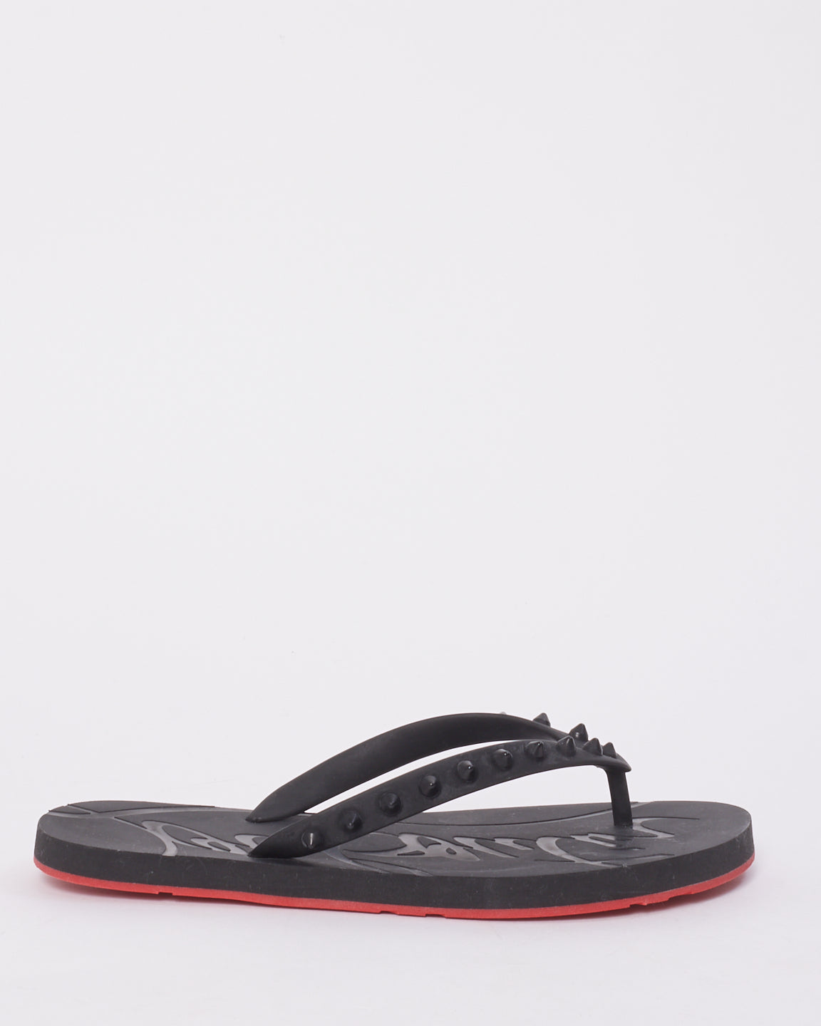 Christian Louboutin Black Rubber Donna Studded Flip Flop - 38