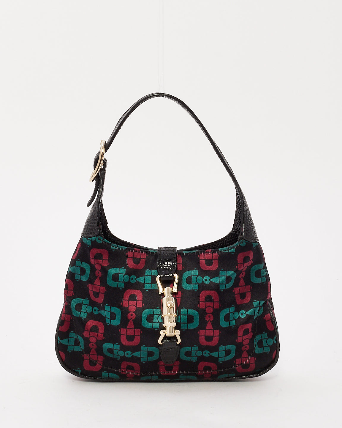 Sac Mini Jackie en satin noir vert et rouge Gucci