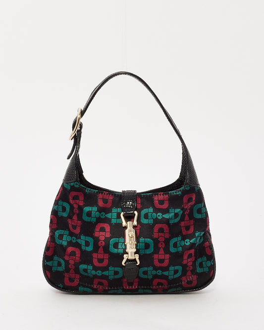 Gucci Black Green & Red Satin Mini Jackie Bag