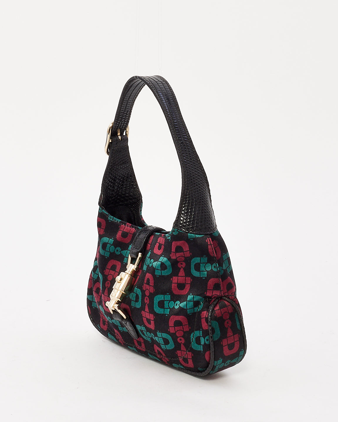 Sac Mini Jackie en satin noir vert et rouge Gucci