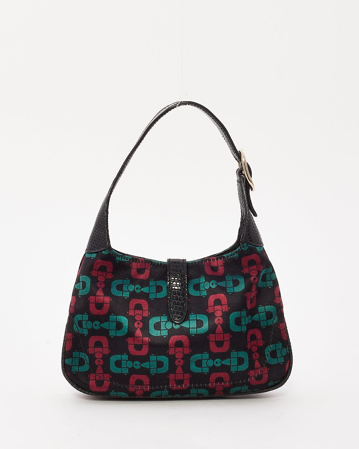 Sac Mini Jackie en satin noir vert et rouge Gucci