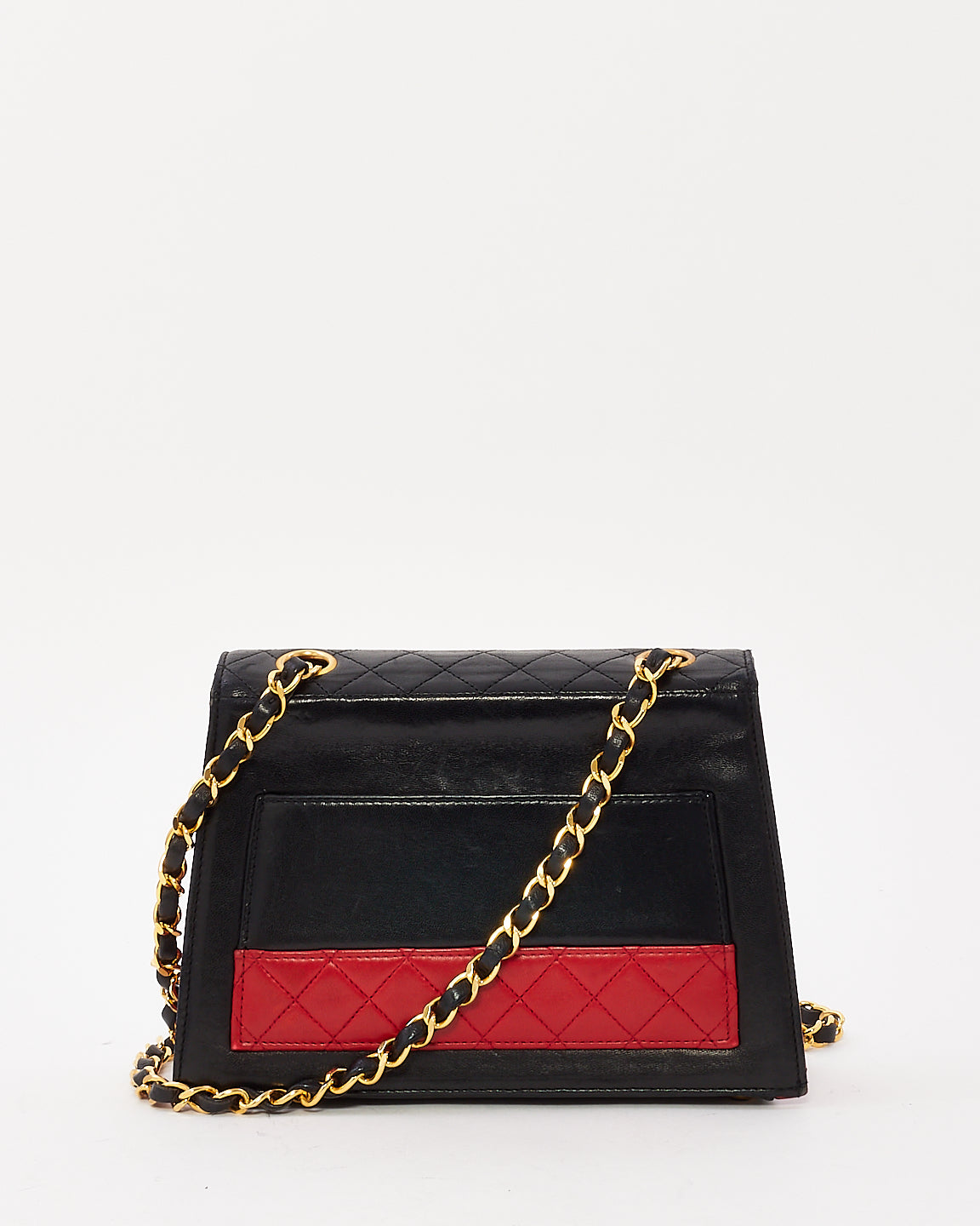 Chanel Vintage Black & Red Leather Trapezoid Shoulder Bag GHW